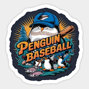 penguin ready to play baseball Sticker